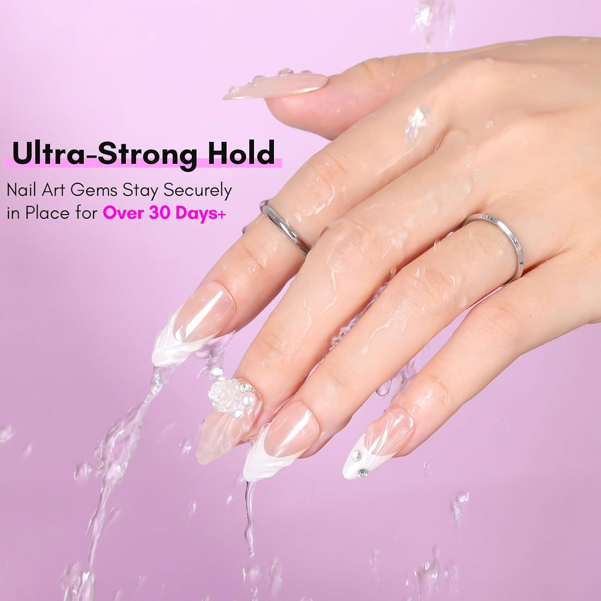 Makartt Nail Rhinestone Glue Gel with Brush Pen Set, 15ml Clear Nail Gem Glue Wipe-Off Super Strong