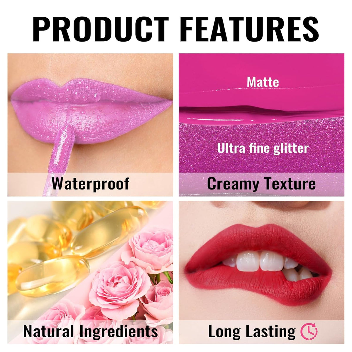 Oulac Matte Liquid Lipstick Mauve Pink Lip Gloss for Women, Long Lasting Lipstick Waterproof, No