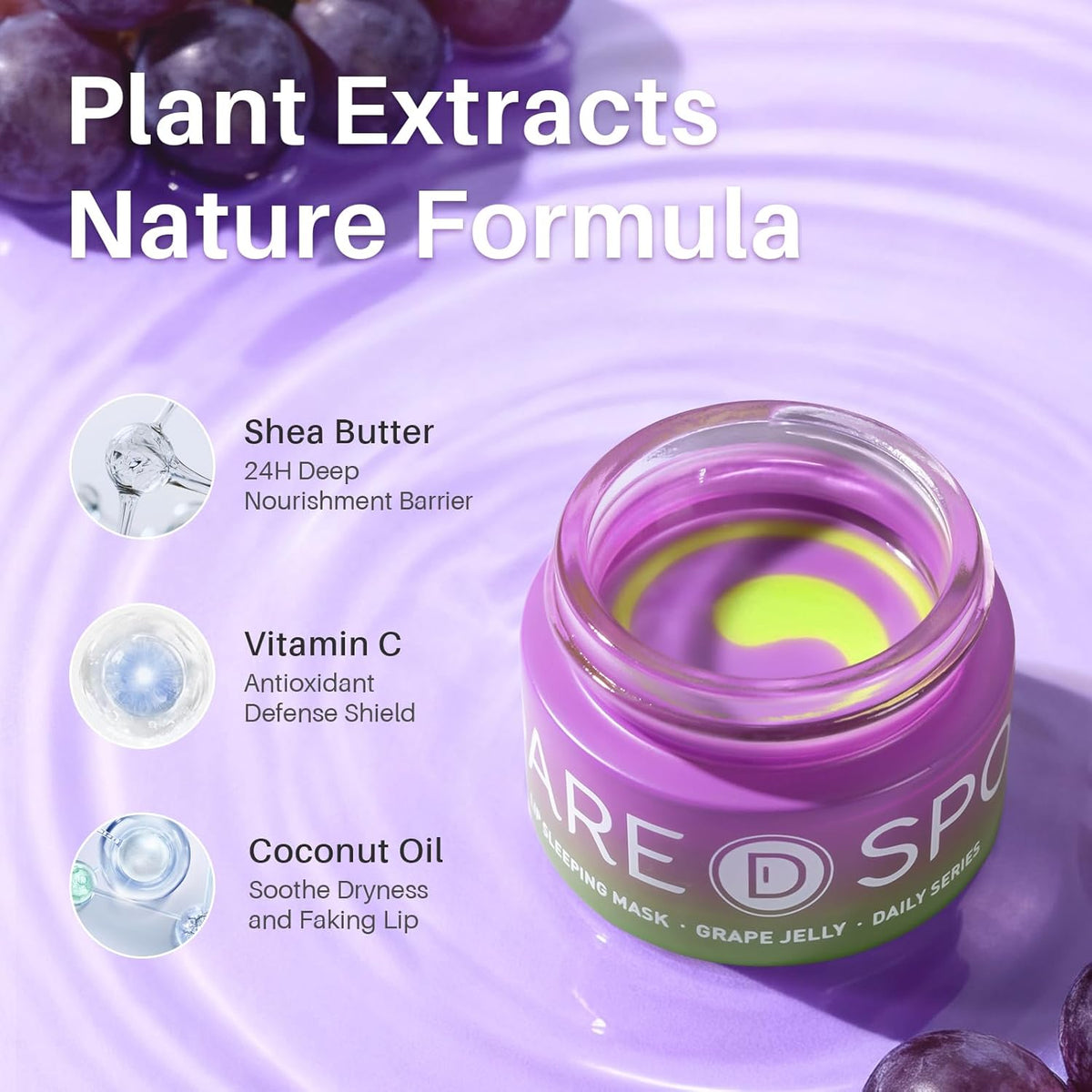 Lip Mask, Hydrating Overnight Lip Sleeping Mask, Lip Moisturizer for Dry Cracked Lips Care