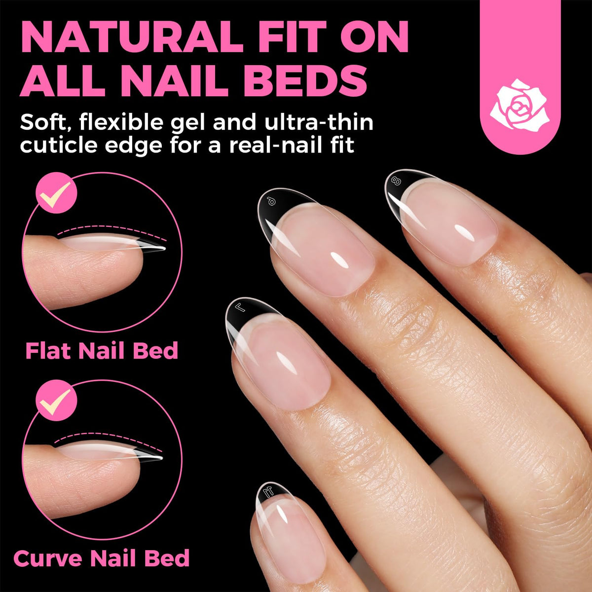 UNA GELLA Oval Fake Nails Pre-shape 504pcs Almond Gel Nail Tips Round Almond Press on Nails for