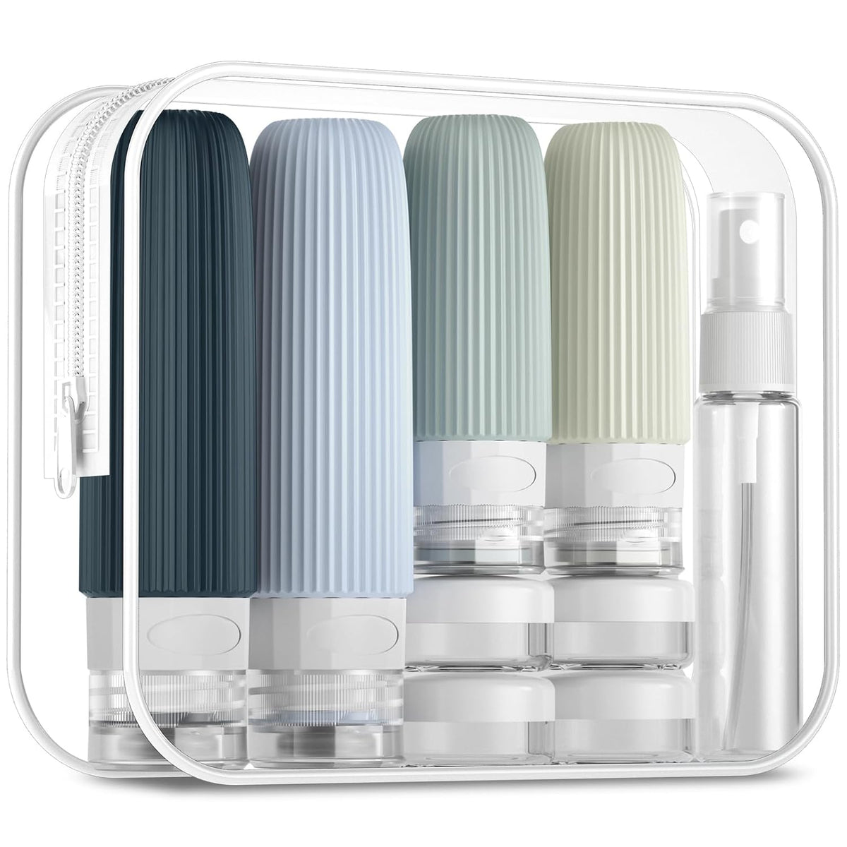 16 Pack Travel Bottles Set, TSA Approved Leak Proof Silicone Squeezable Containers for Toiletries