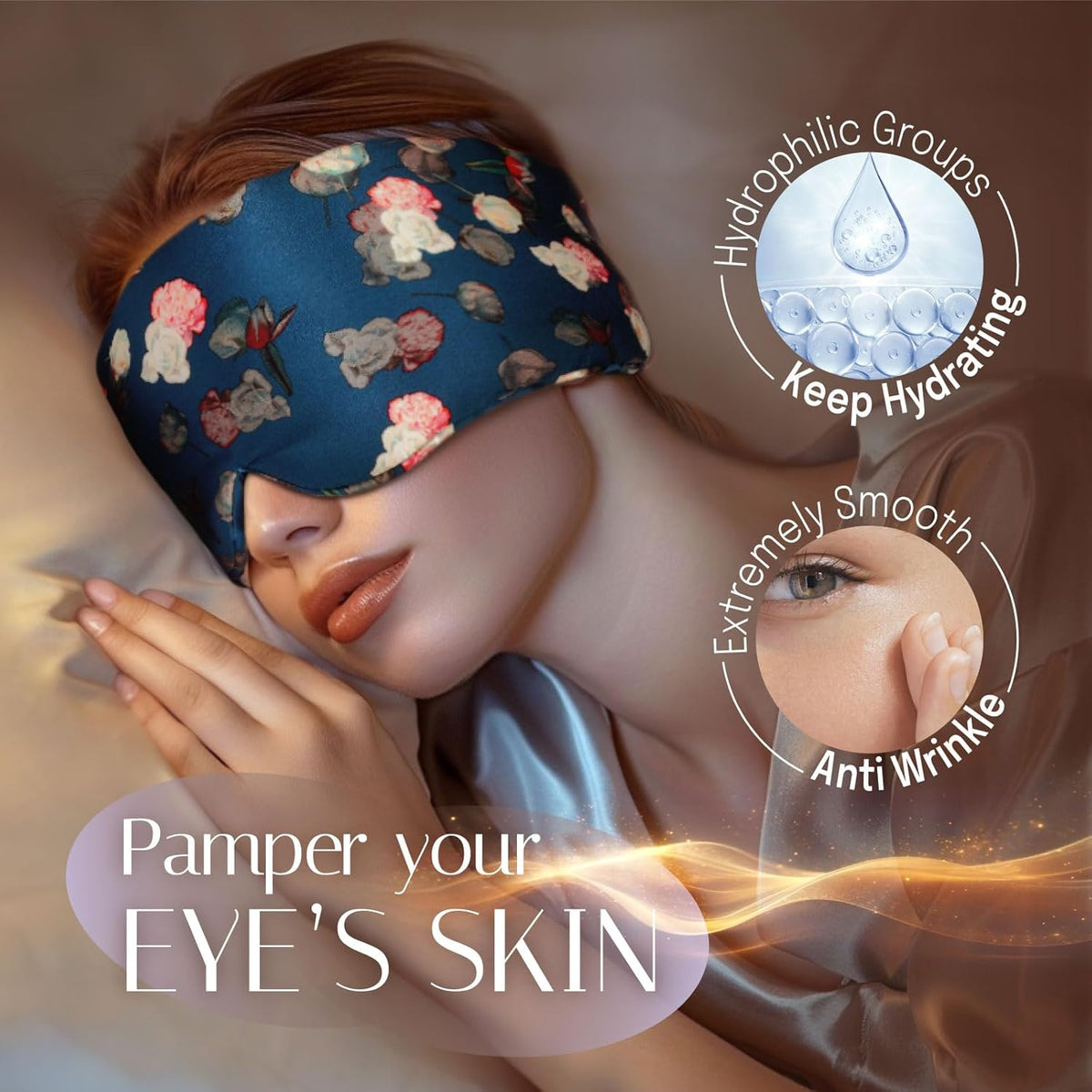 Silk Sleep Mask Soft Pressureless: 100% Mulberry Silk for Eye Skin Anti Wrinkles, Large Size for