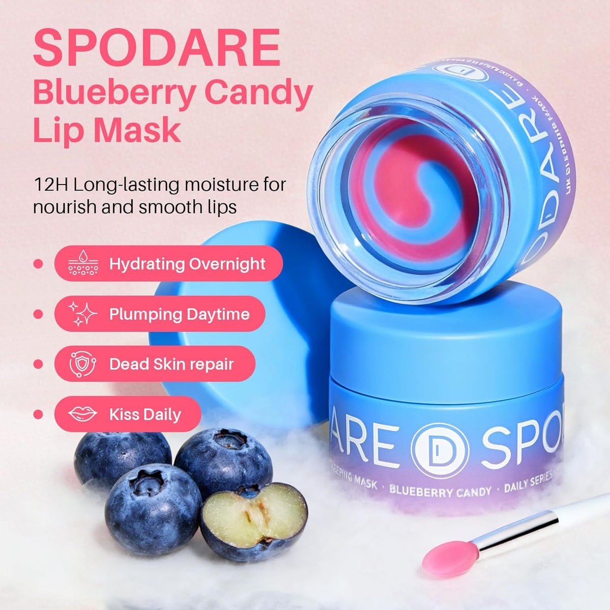 Blueberry Lip Sleeping Mask Overnight -Original Dual-Color Lip Balm for Softer and Smoother Lips