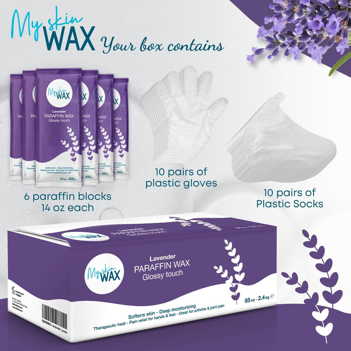 Paraffin Wax Refills Maxi Pack for Hands and Feet Bath – 6 Large 14oz Blocks (5.25 lb), Lavender