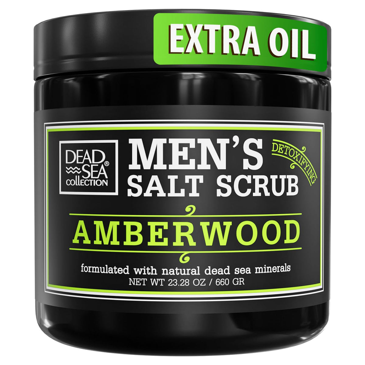 Salt Body Scrub Amberwood For Men – Moisturizes, Exfoliates & Nourishes Skin – Cleanses &