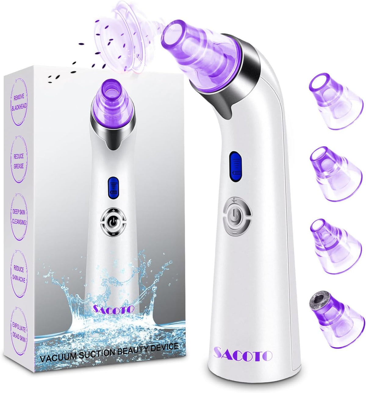 Blackhead Remover Pore Vacuum, Face Suction Pore Cleanser, 5 Suction Power Electric Blackhead