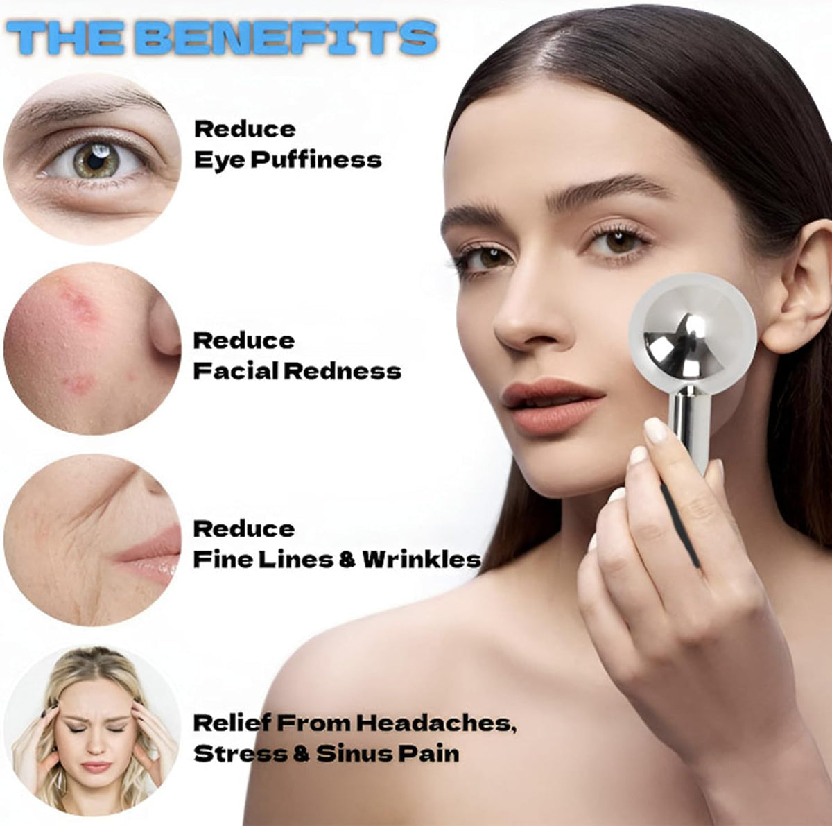 Ice Globes for Face Eyes, Unbreakable Stainless Steel Cryo Massagers for Skincare Routines