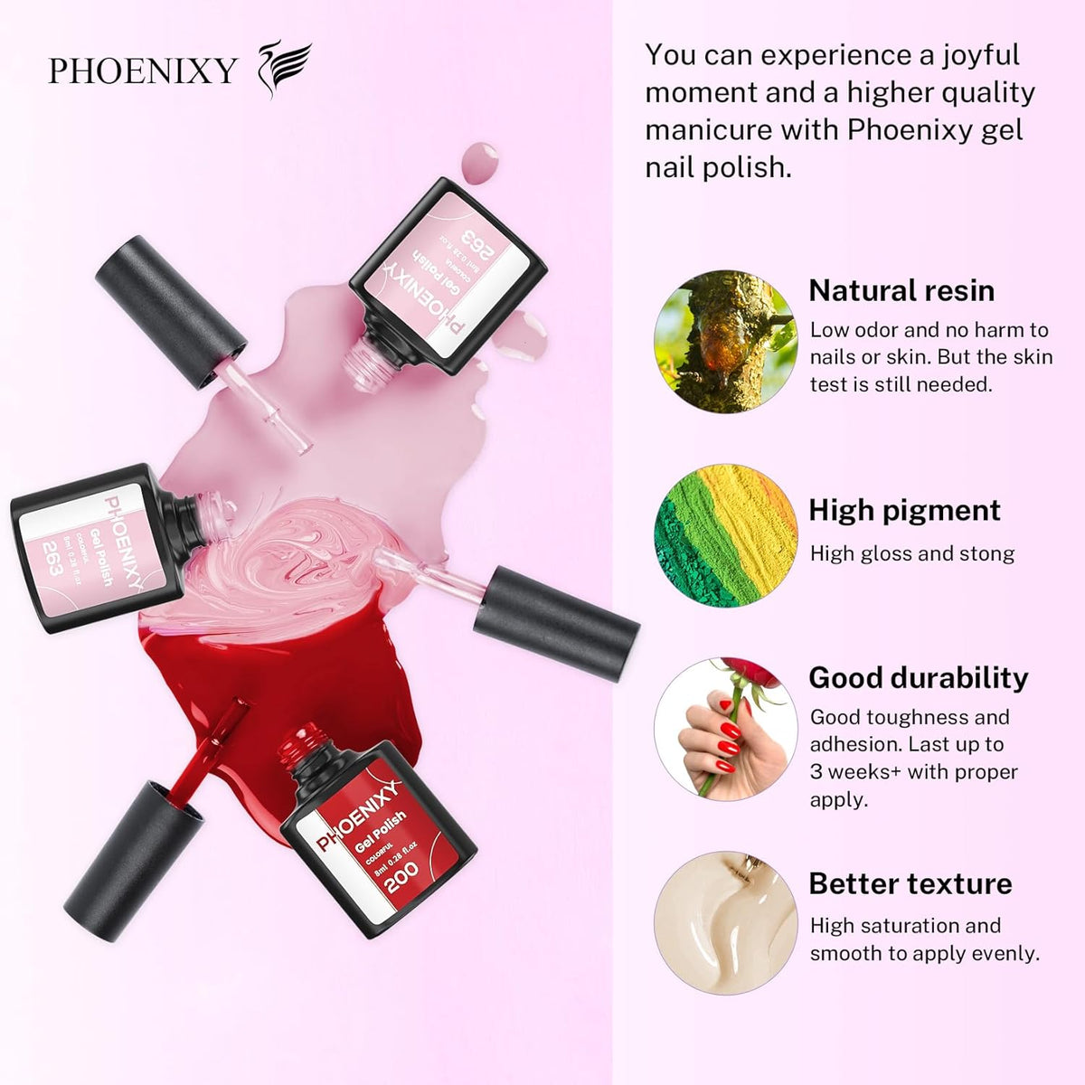 phoenixy 24 PCS Gel Nail Polish, Purple Colors Gel Nail Polish Set Nail Polish Set with Base Glossy