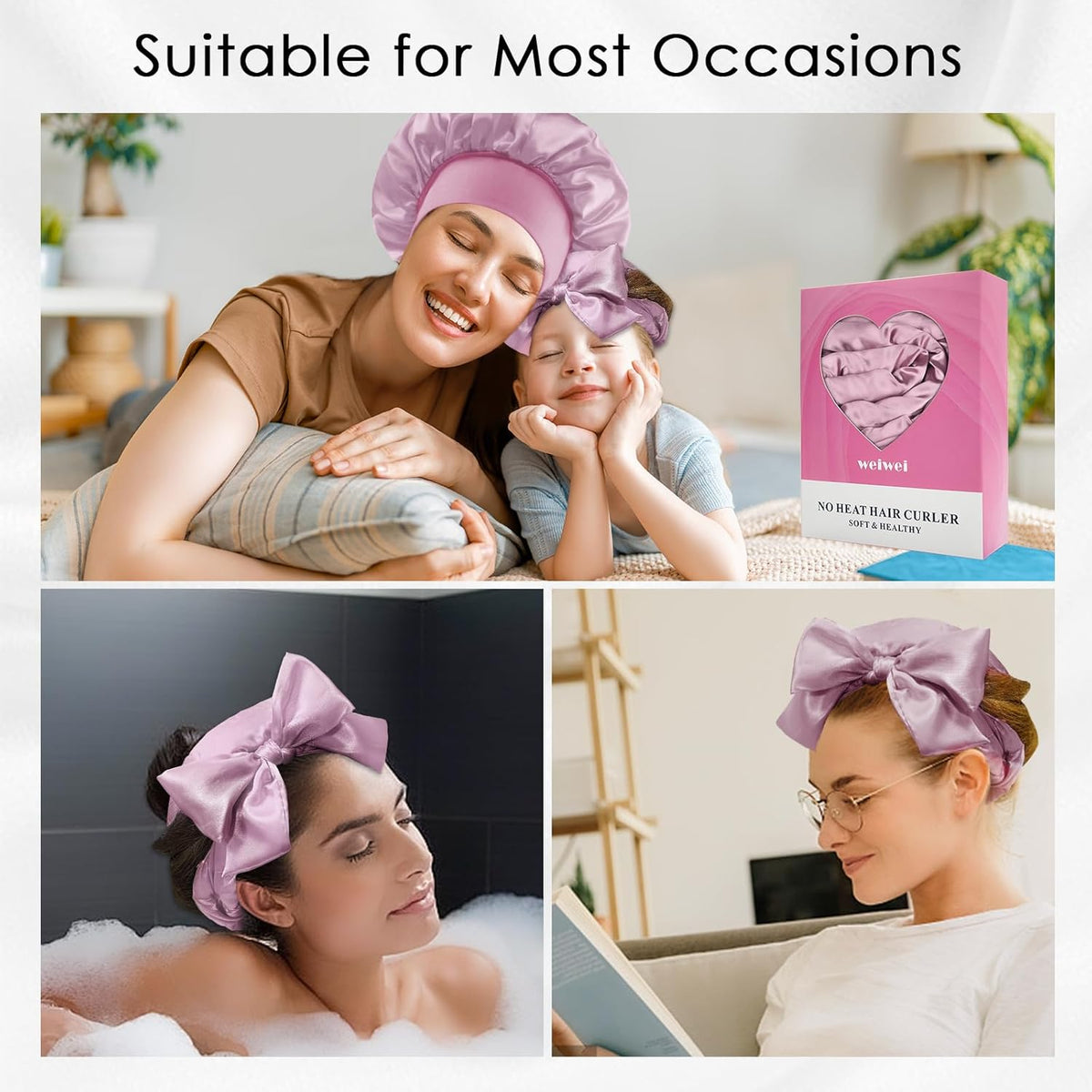 weiwei Satin Heatless Curlers Hair Curler, No Heat Curls Overnight Hair Curlers to Sleep In