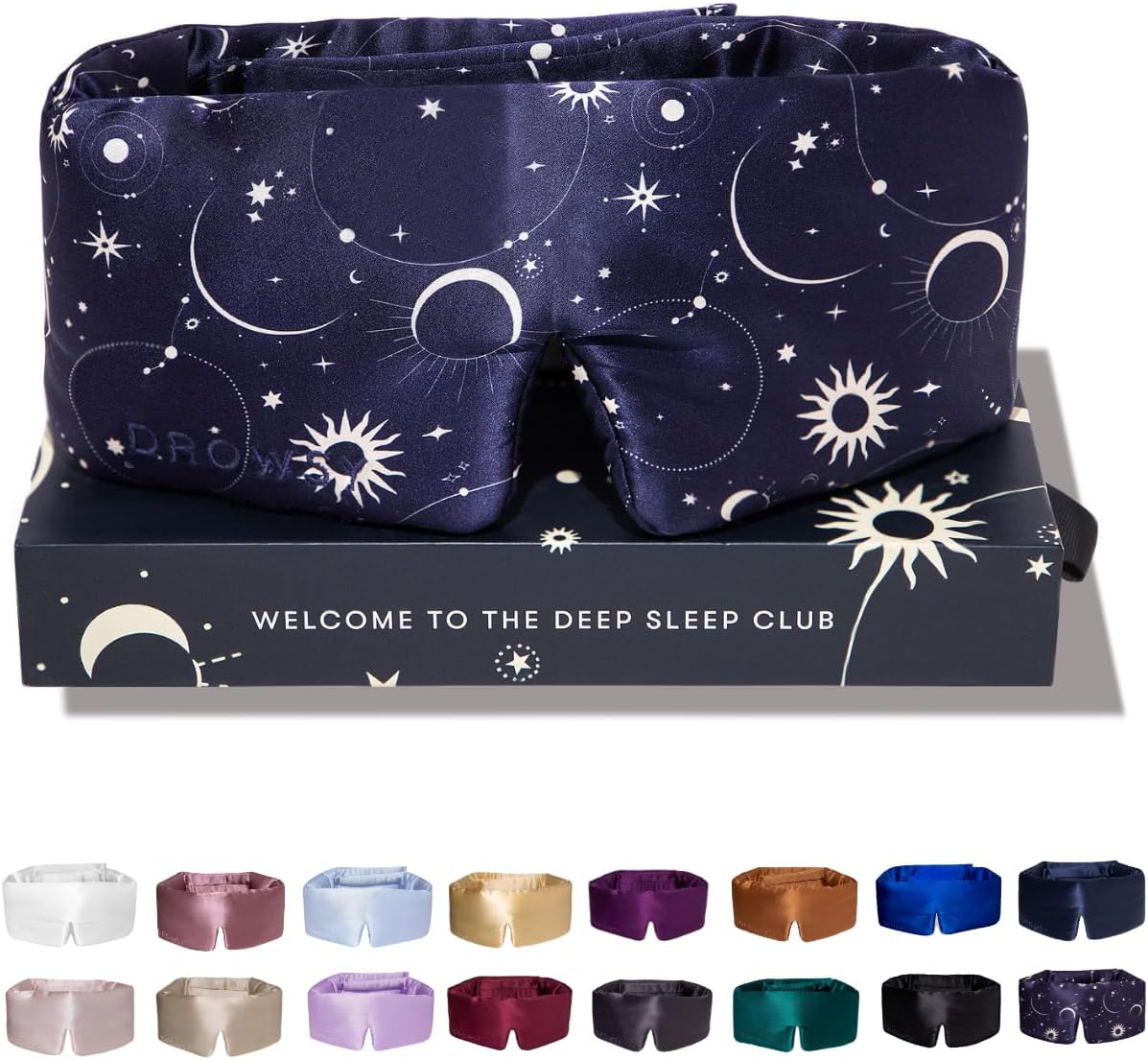 DROWSY Silk Sleep Mask. Face-Hugging, Padded Silk Cocoon for Luxury Sleep in Total Darkness.