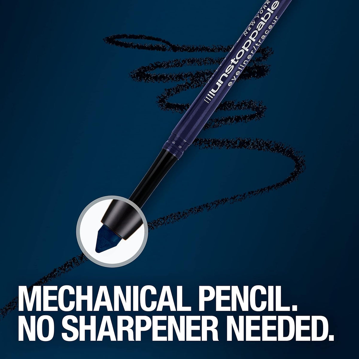 Maybelline Unstoppable Waterproof Mechanical Brown Eyeliner Pencil, Easy to Apply, Smooth Glide, Up