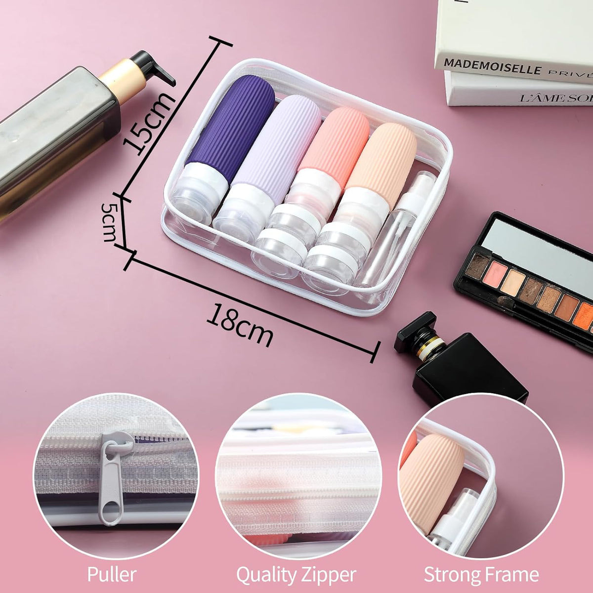 16 Pack Travel Bottles Set, TSA Approved Leak Proof Silicone Squeezable Containers for Toiletries
