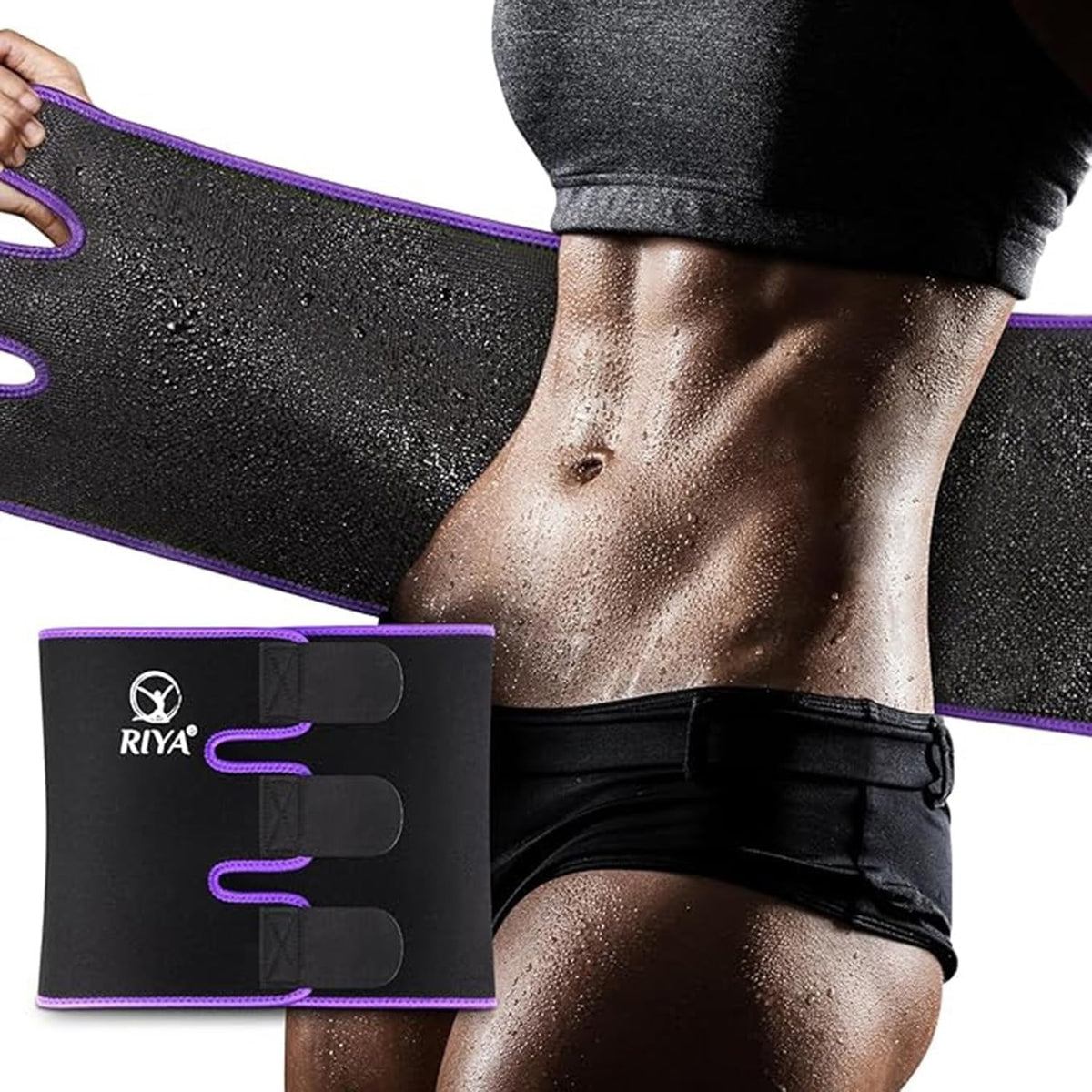 RIYA Waist Trimmer Sweat Waist Trainer for Women and Men Waist Sweat Belt Band Belly Stomach Wrap
