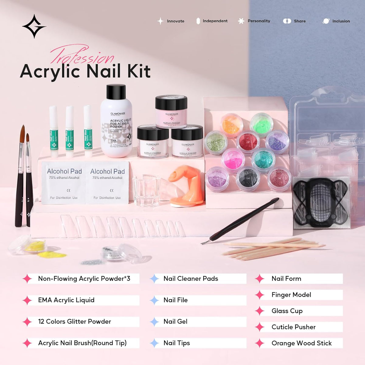 Nail Kit Acrylic Set: Professional Nail Kit with everything for Beginners Acrylic Powder Kit Nail