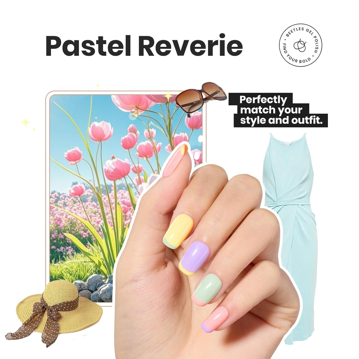 Beetles Pastel Nail Polish Set -6 Colors Pink Blue Yellow Nude Pink Purple Nail Polish Set Quick