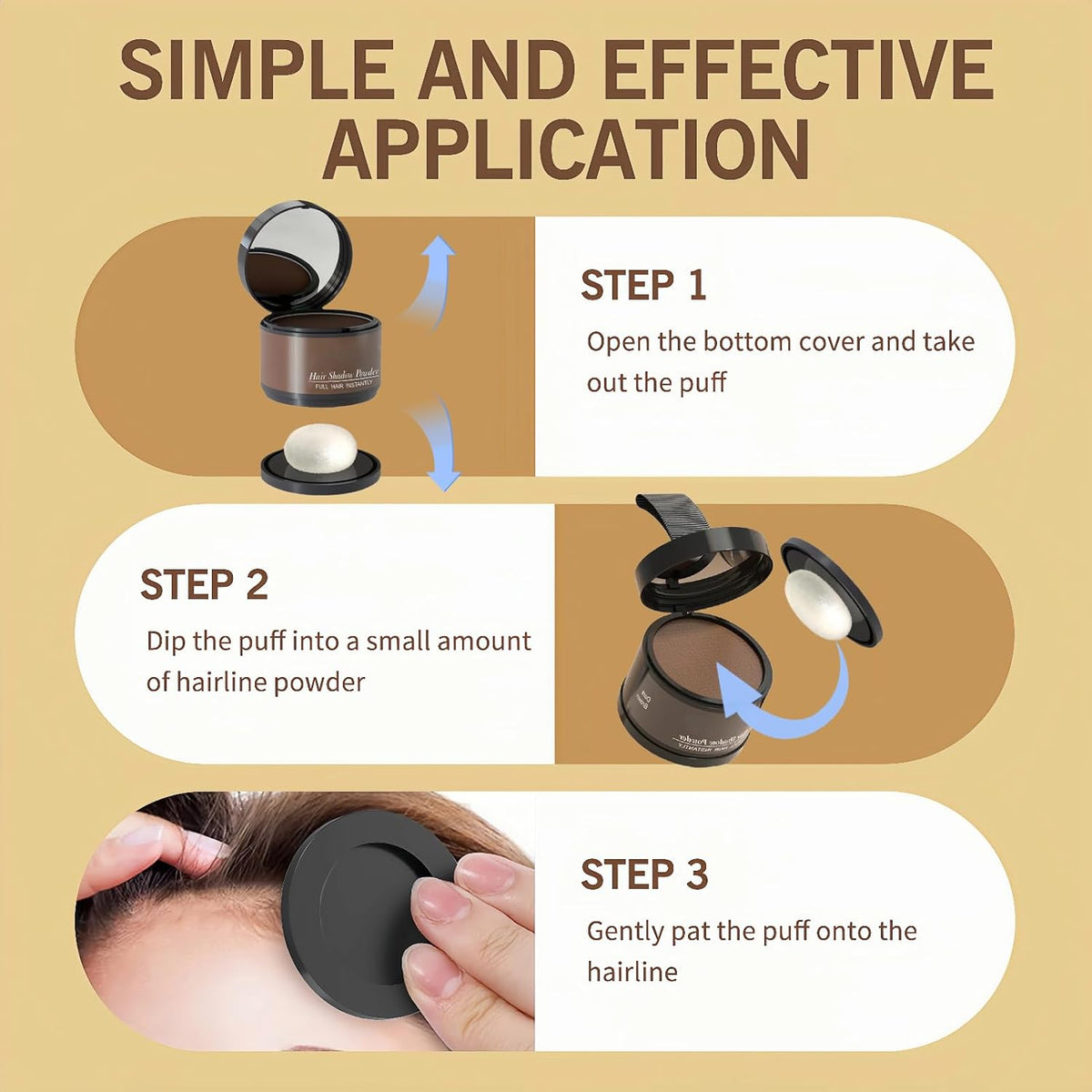 Hairline Powder (Auburn) - Instantly Cover Gray Hair Roots, Hair Color Shadow, Thin Hair Touch-Up