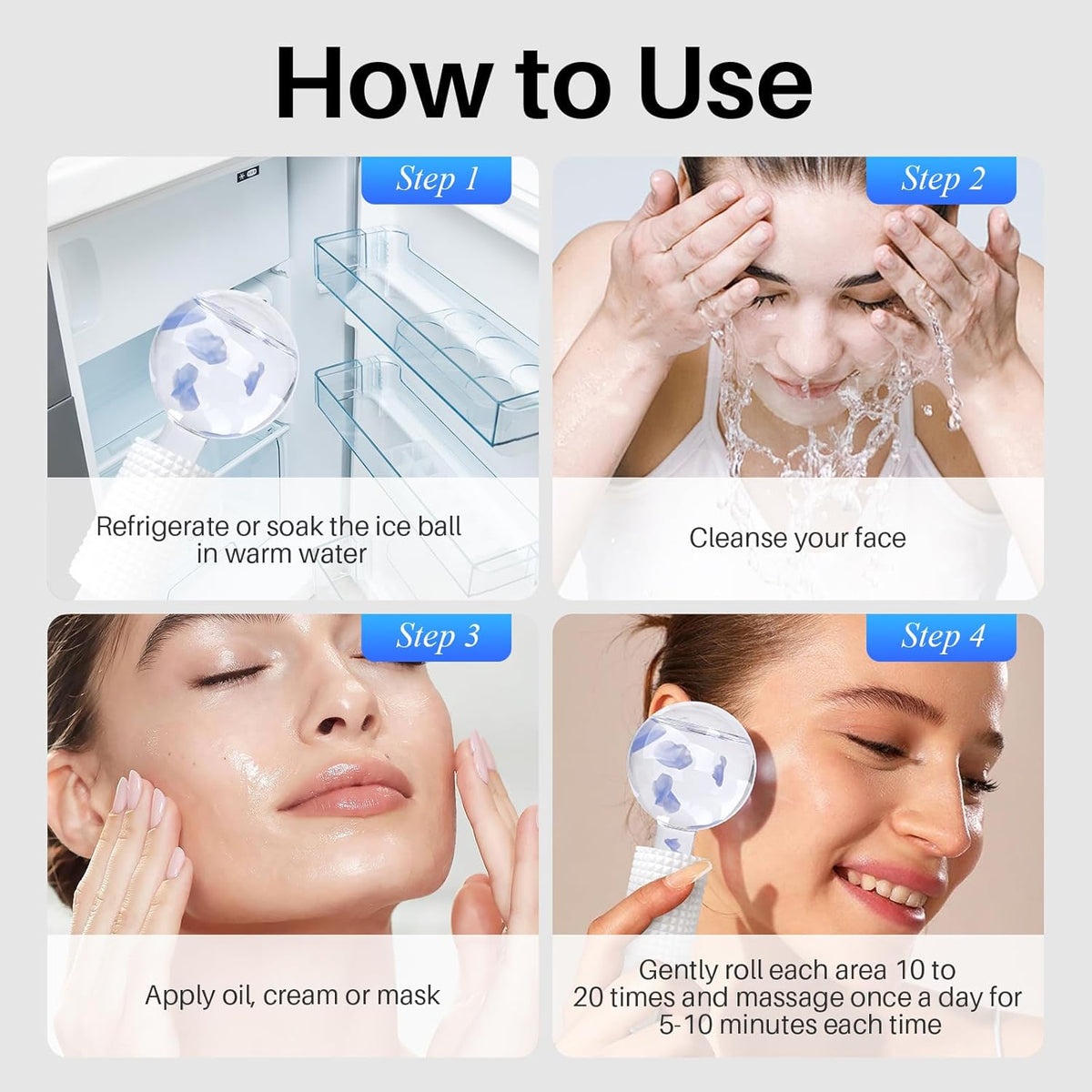 Ice Globes & Ice Roller for Face and Eyes - Facial Massage Tools for Skin Care, Reduce Wrinkles &