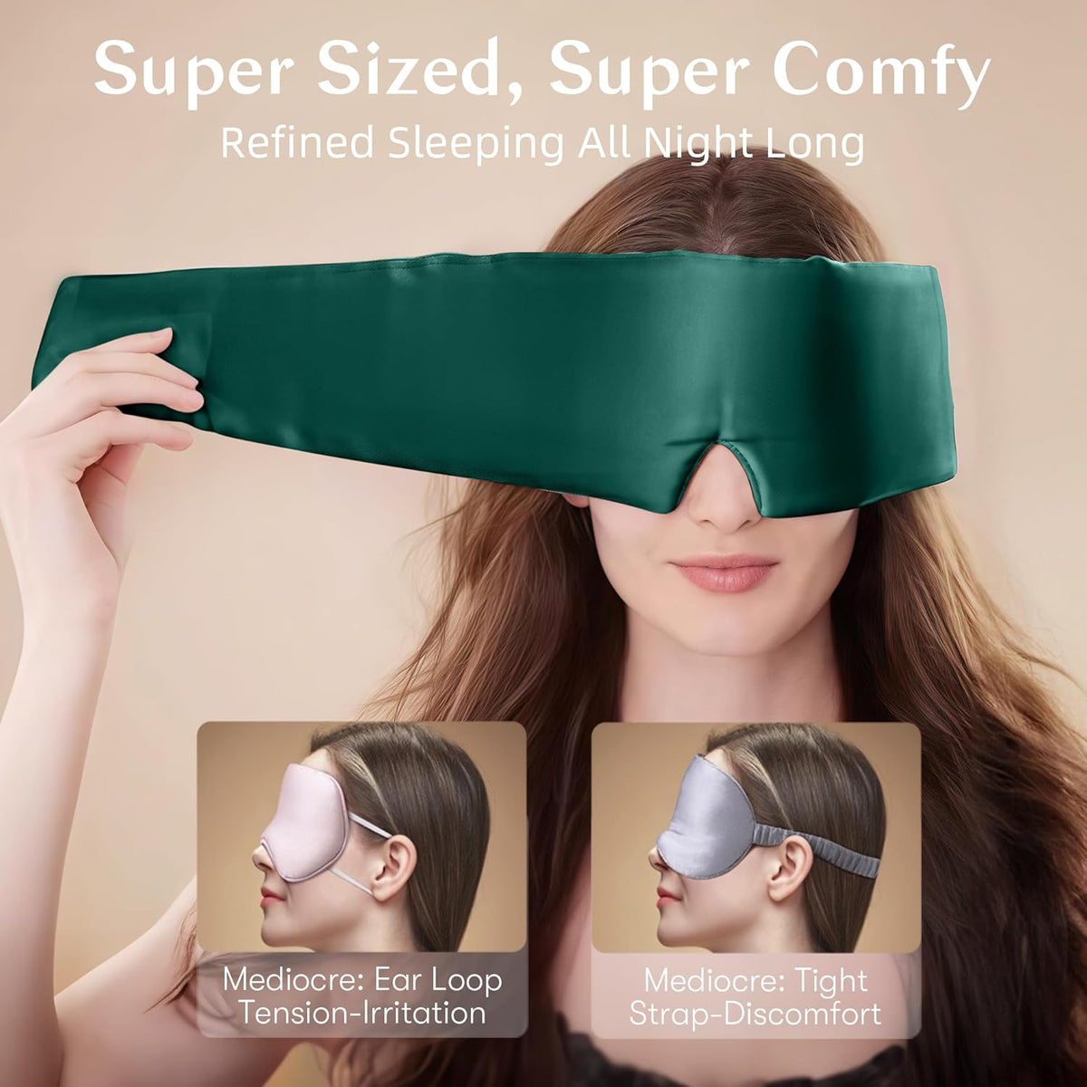 Silk Sleep Mask for Women and Men, Side Sleeper, 22 Momme Pure Mulberry Silk Total Blackout 100%