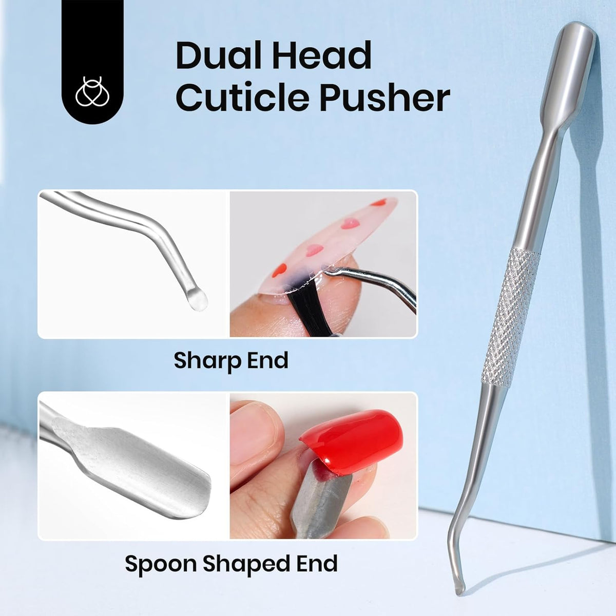 Beetles Nail Glue Remover with Cuticle Pusher, 20ml Press on Nails Glue Remover for False Nail Tips