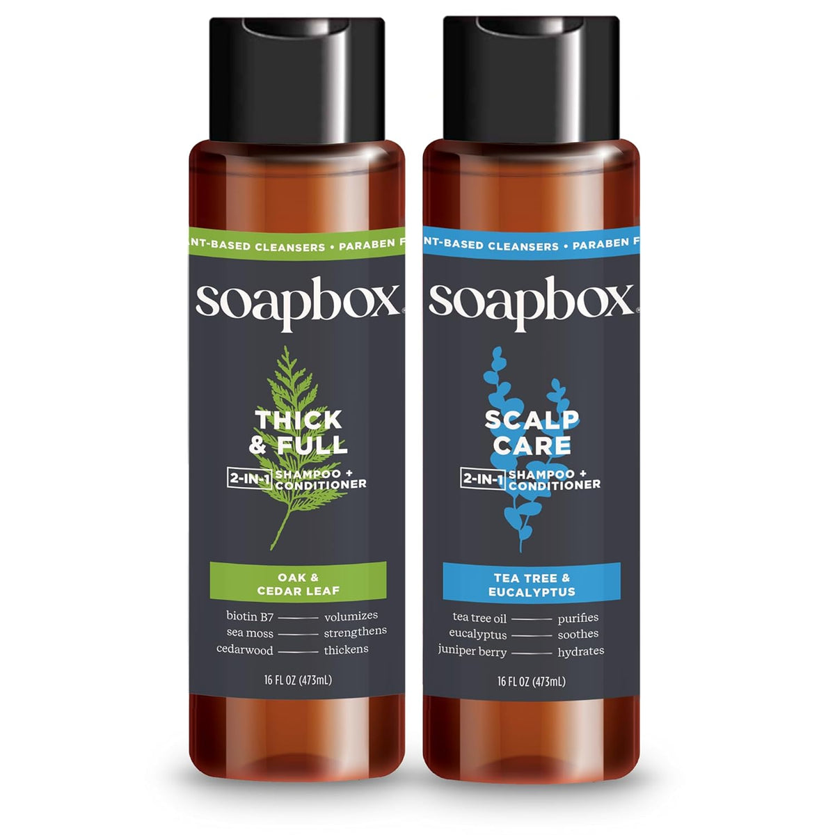 Soapbox Men's Shampoo and Conditioner Variety Duo, One Thick and Full & One Scalp Care, 2 in 1 For