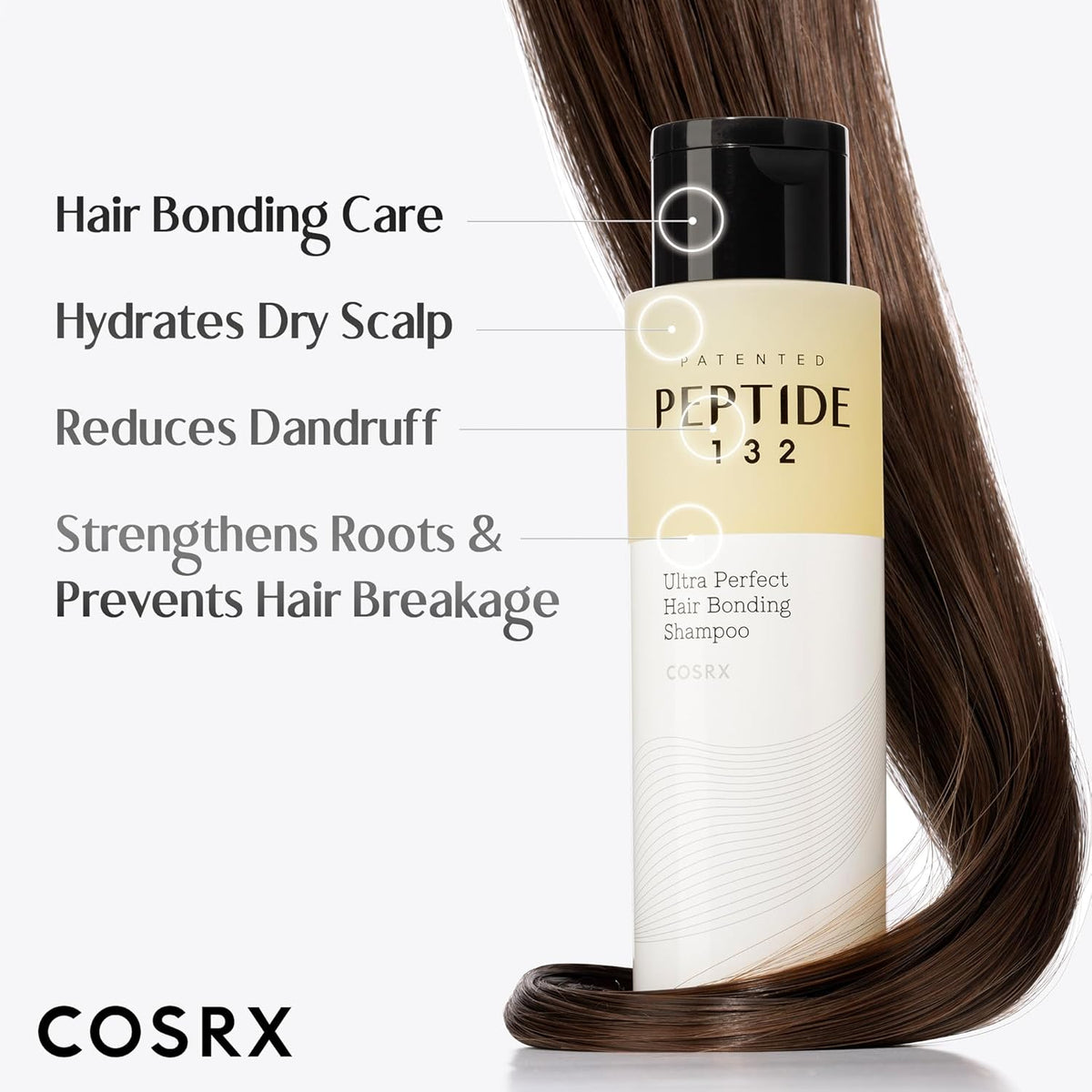 COSRX PEPTIDE 132 Hair Bonding Shampoo - Daily Scalp Treatment for Dandruff, Dry, Itchy or Flaky