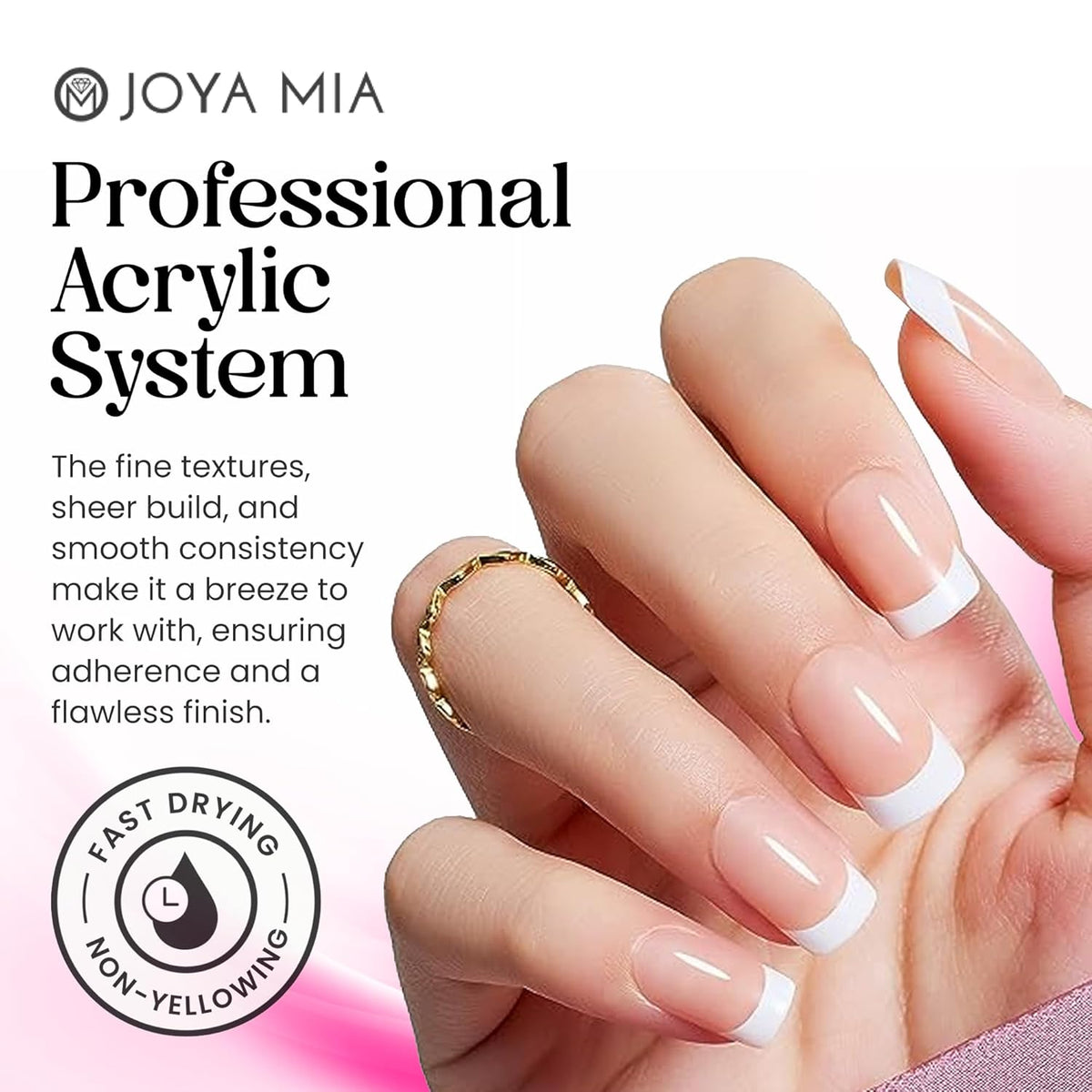 Joya Mia Acrylic Powder for Nails, MMA-Free, Super Adhesion Professional Powder for Flawless &