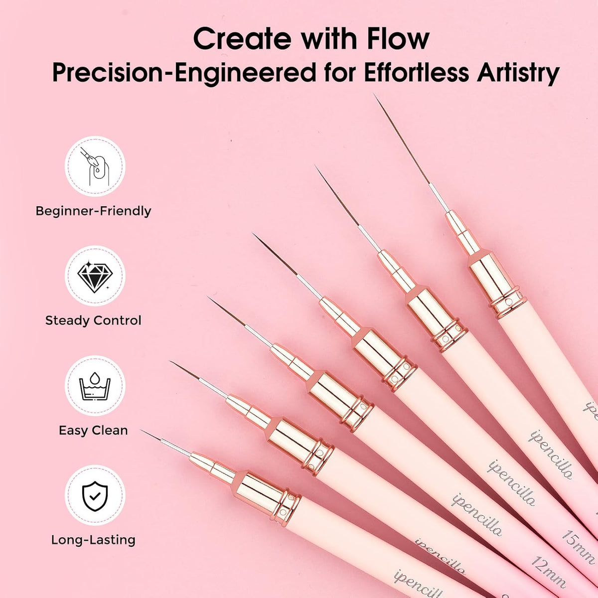 Nail Art Brushes, 6 Pcs Nail Liner Brushes for Nails, Nail Brushes for Nail Art Lines, Details