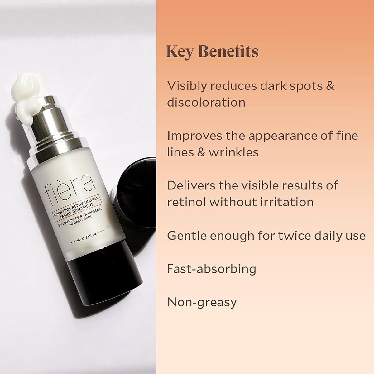 Fièra Bakuchiol Rejuvenating Facial Treatment - Retinol-Alternative for Mature Skin - Corrects and