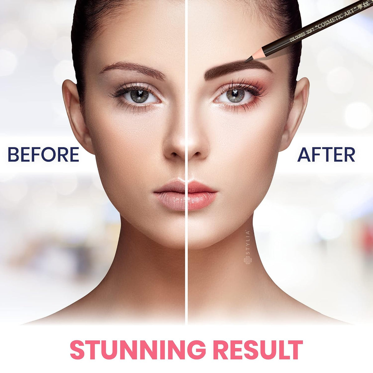 Stylia Waterproof Eyebrow Pencils For Women – Long-Lasting Microblading Supplies Brow Pencil