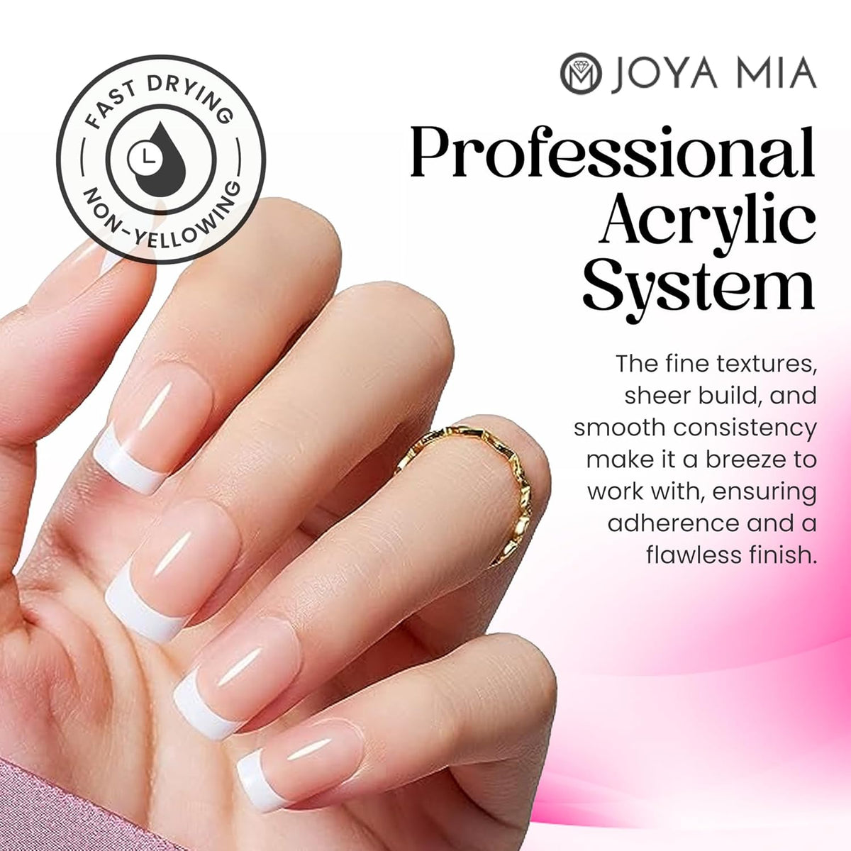 Joya Mia Acrylic Powder for Nails, MMA-Free, Super Adhesion Professional Powder for Flawless &