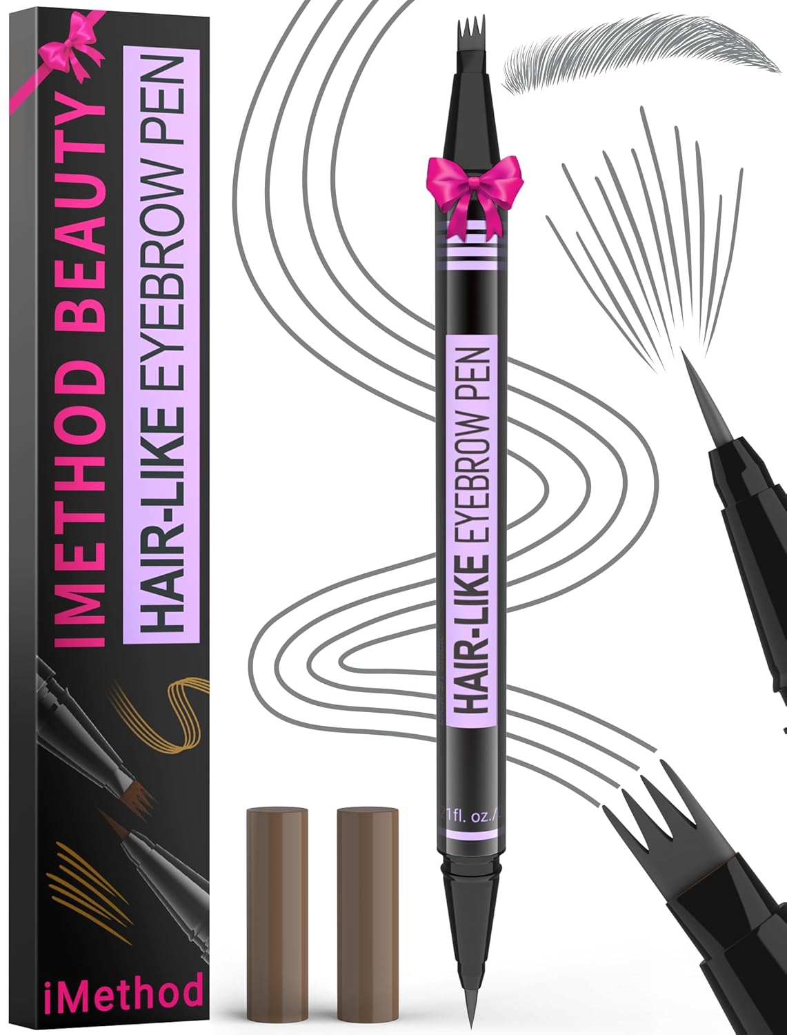 iMethod Eyebrow Pen - Eyebrow Pencil Magic 2-in-1 Eye Brow Pencils for Women with 4-Fork-Tip and