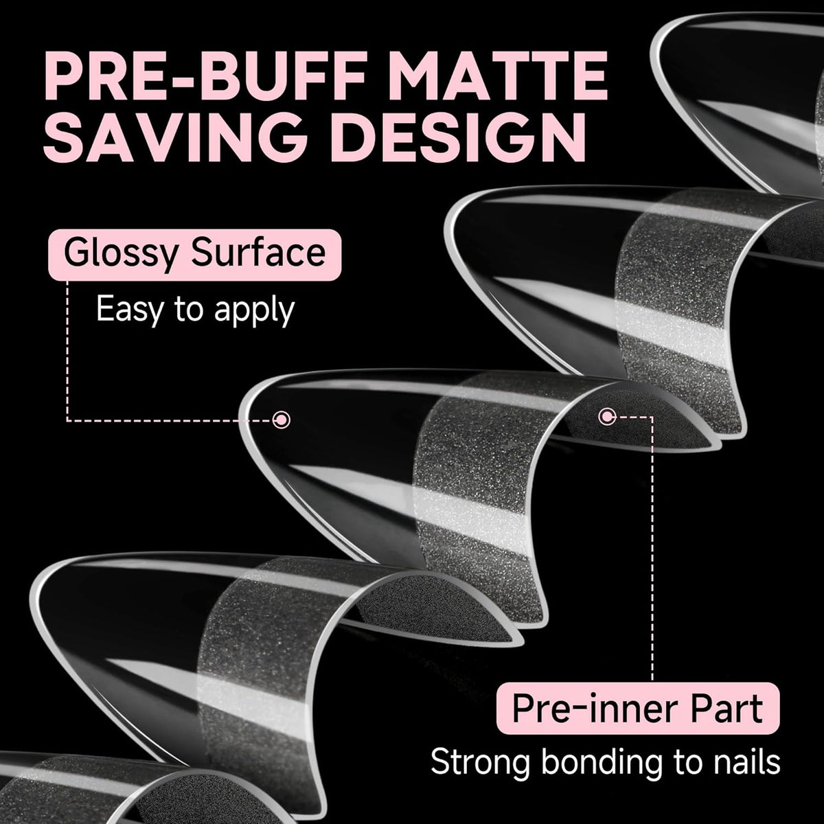 UNA GELLA Almond Gel Nail Tips Short: Half Cover Almond Shape Nail Tips Matte 216pcs Clear Gelly