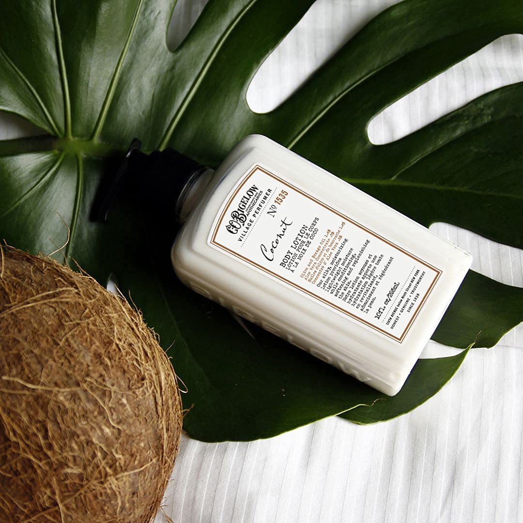 C.O. Bigelow Coconut Body Lotion, Village Perfumer Moisturizing Body Lotion with Aloe Vera, Borage