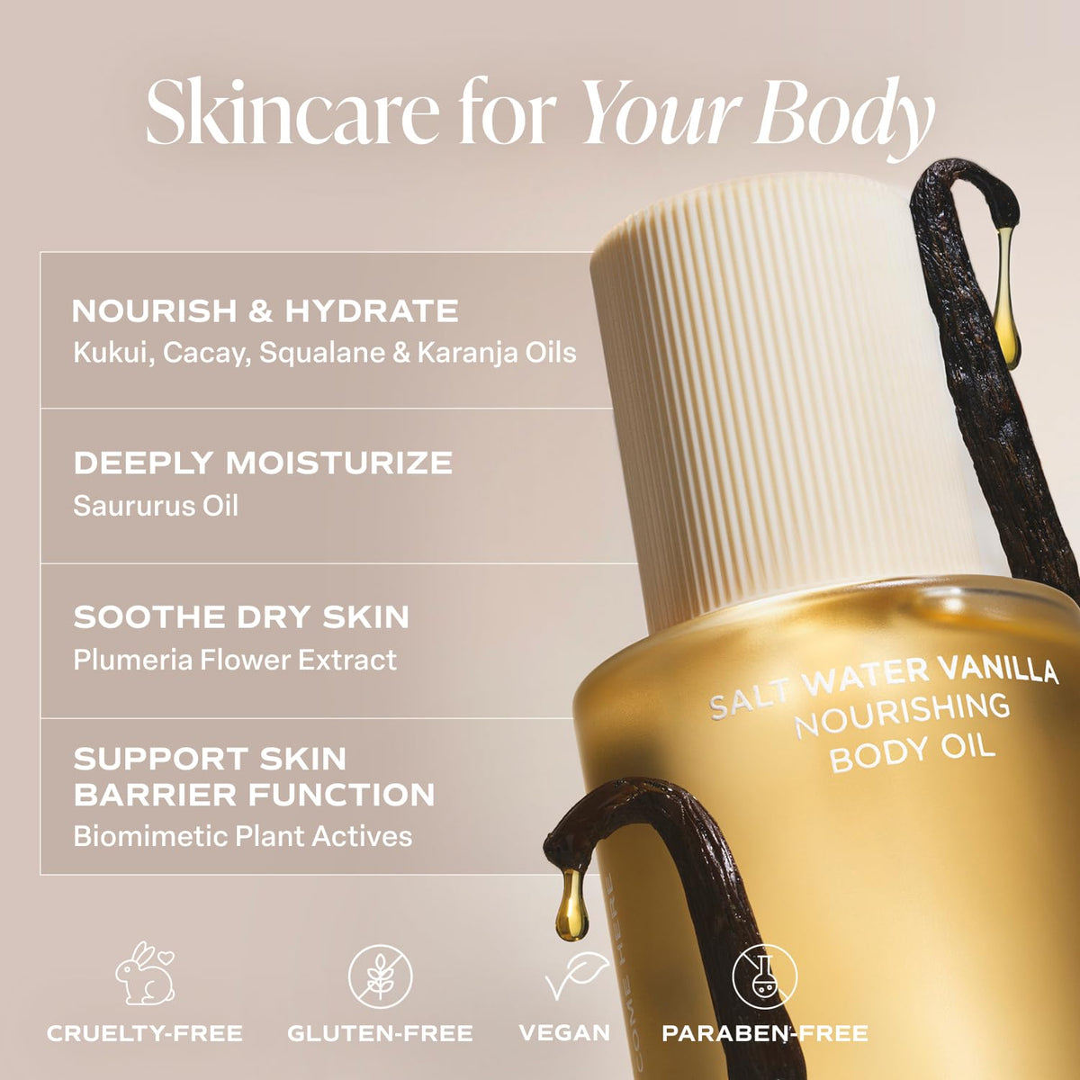 Saltair Body Oil. Luxurious Salt Water Vanilla After Shower and Bath Oil Moisturizer for Women and