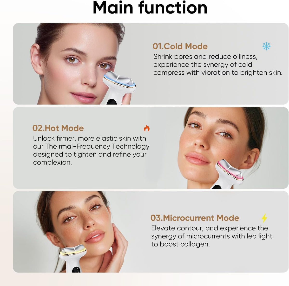 Microcurrent Facial Device with Red Light Therapy - 7-in-1 LED Sculptor & Cooling Gua Sha for Face