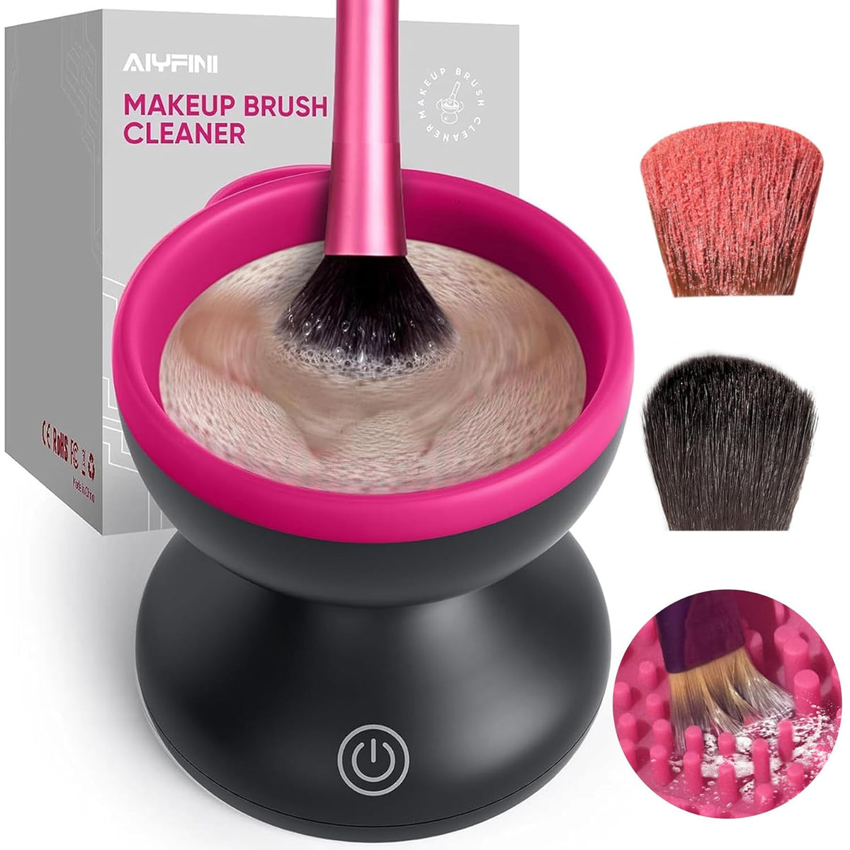 Alyfini Electric Makeup Brush Cleaner Machine, Powerful Friction Removes Residue on Make up Brushes