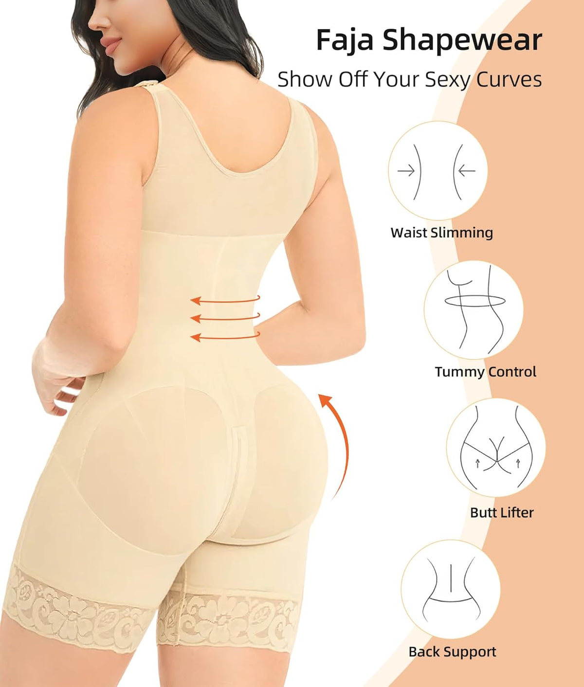 YIANNA Fajas Colombianas Shapewear for Women Tummy Control Post Surgery Full Body Shaper Butt