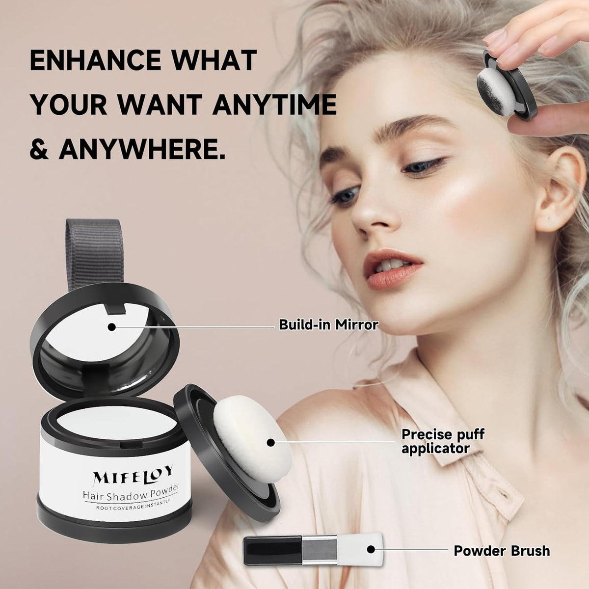 Root Touch Up Powder, Instantly Gray Hair Cover Up, Women Color Root Coverage Shadow Powder for