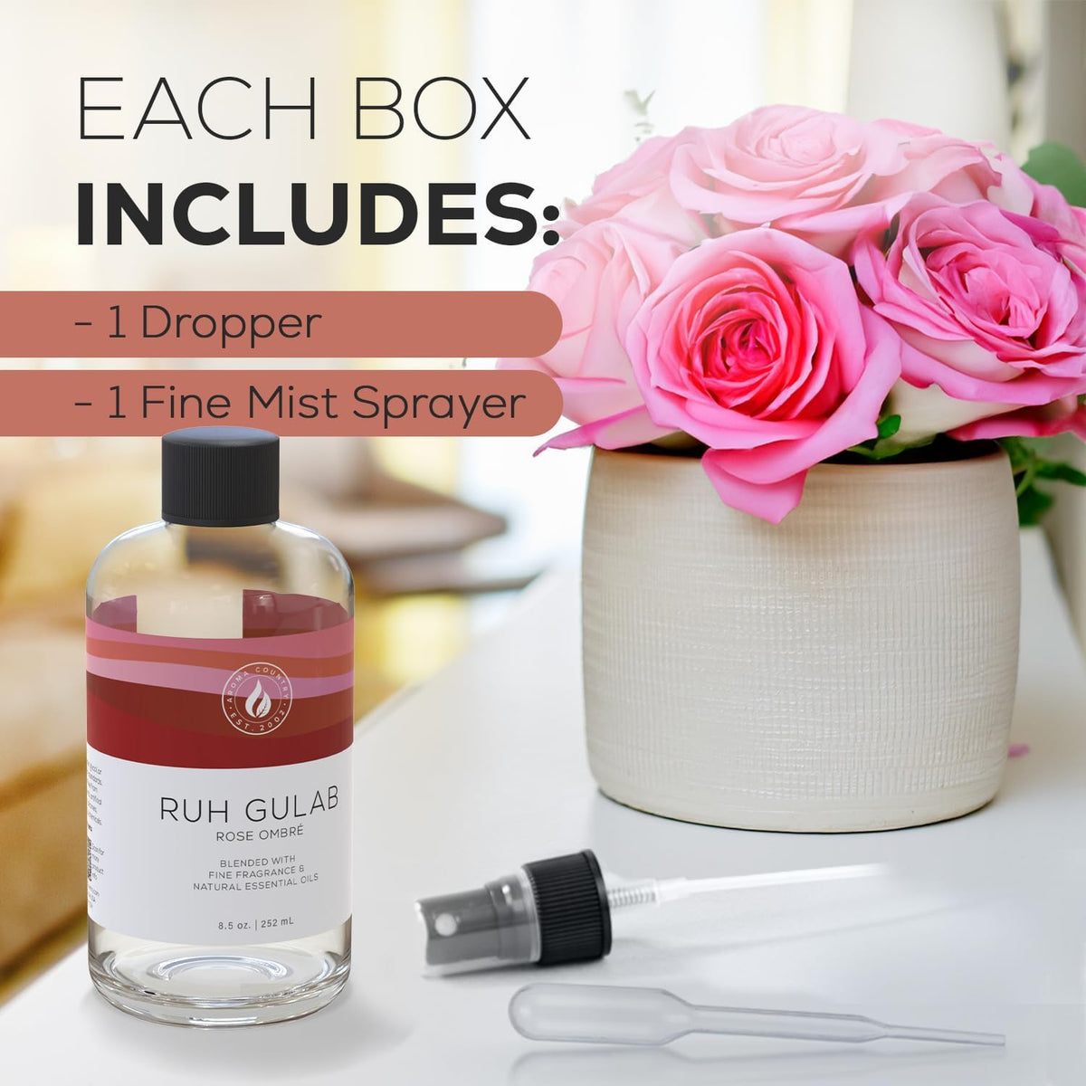 Aroma Country Ruh Gulab Diffuser Oil - Luxury Essential Oils for Diffuser Refill & Air Freshener