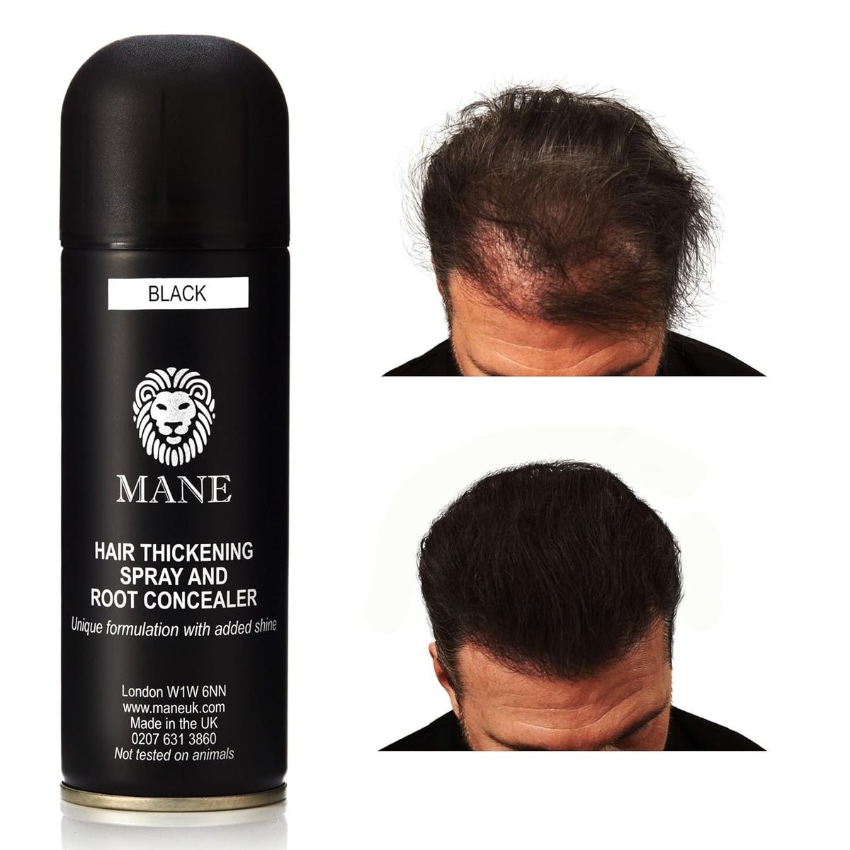 Hair Thickening Fiber Spray by Mane (200 ml, Black)