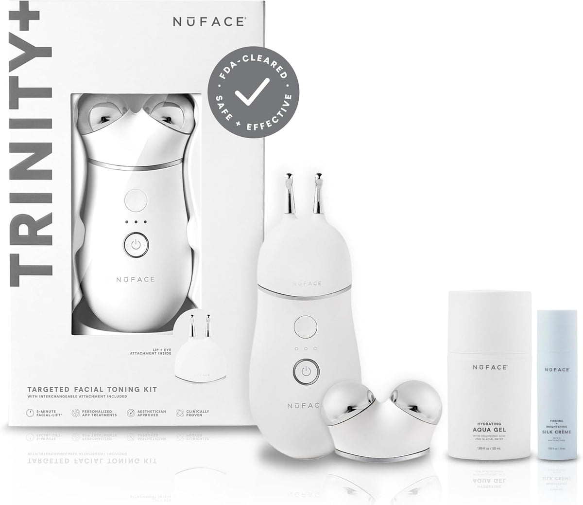 NuFACE TRINITY+ Microcurrent Facial Device + Effective Lip & Eye Attachment - FDA Cleared Skin