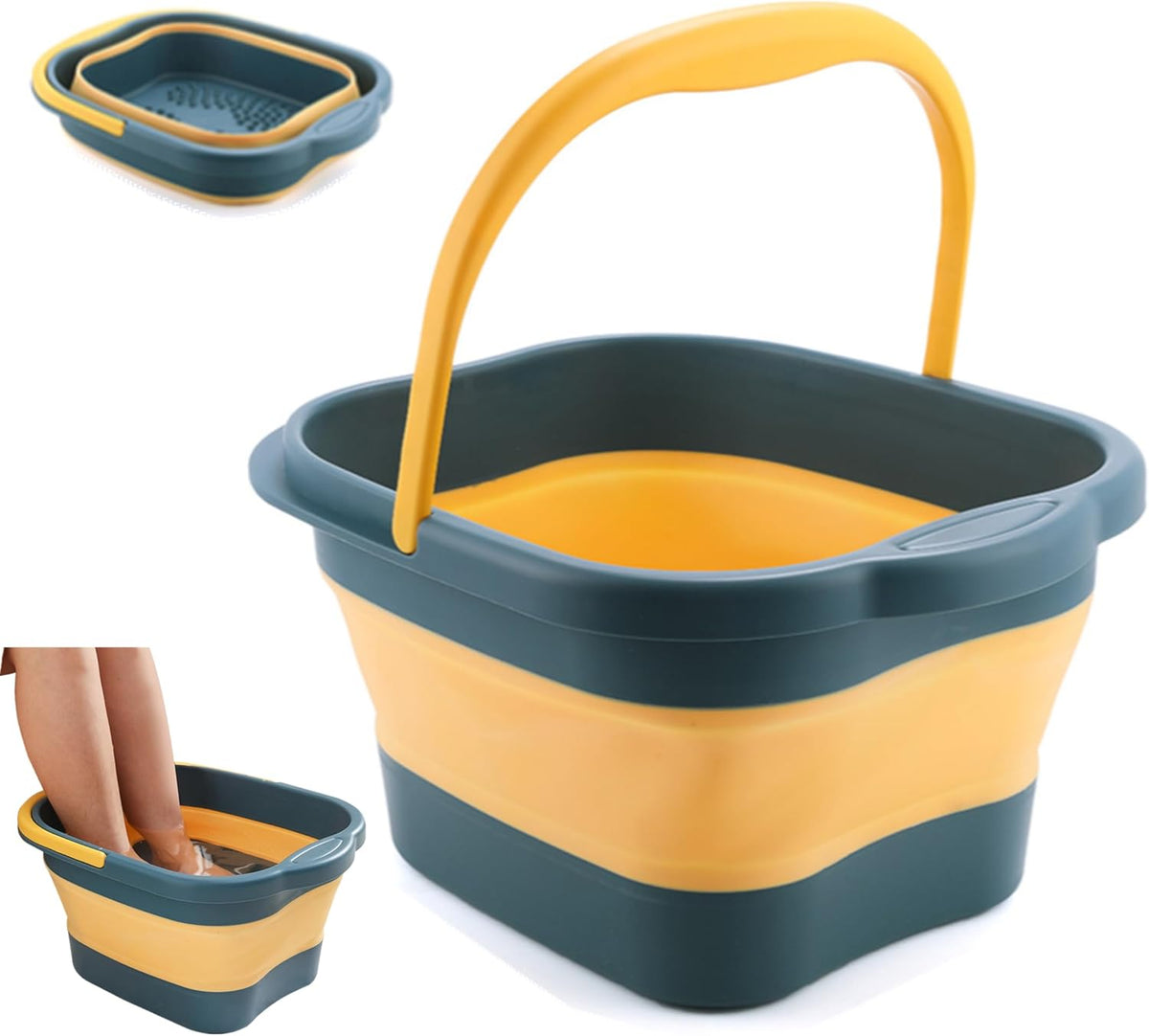 Collapsible Foot Bath Basin Tub for Soaking Feet, Plastic Foldable Foot Spa Bucket Tools with