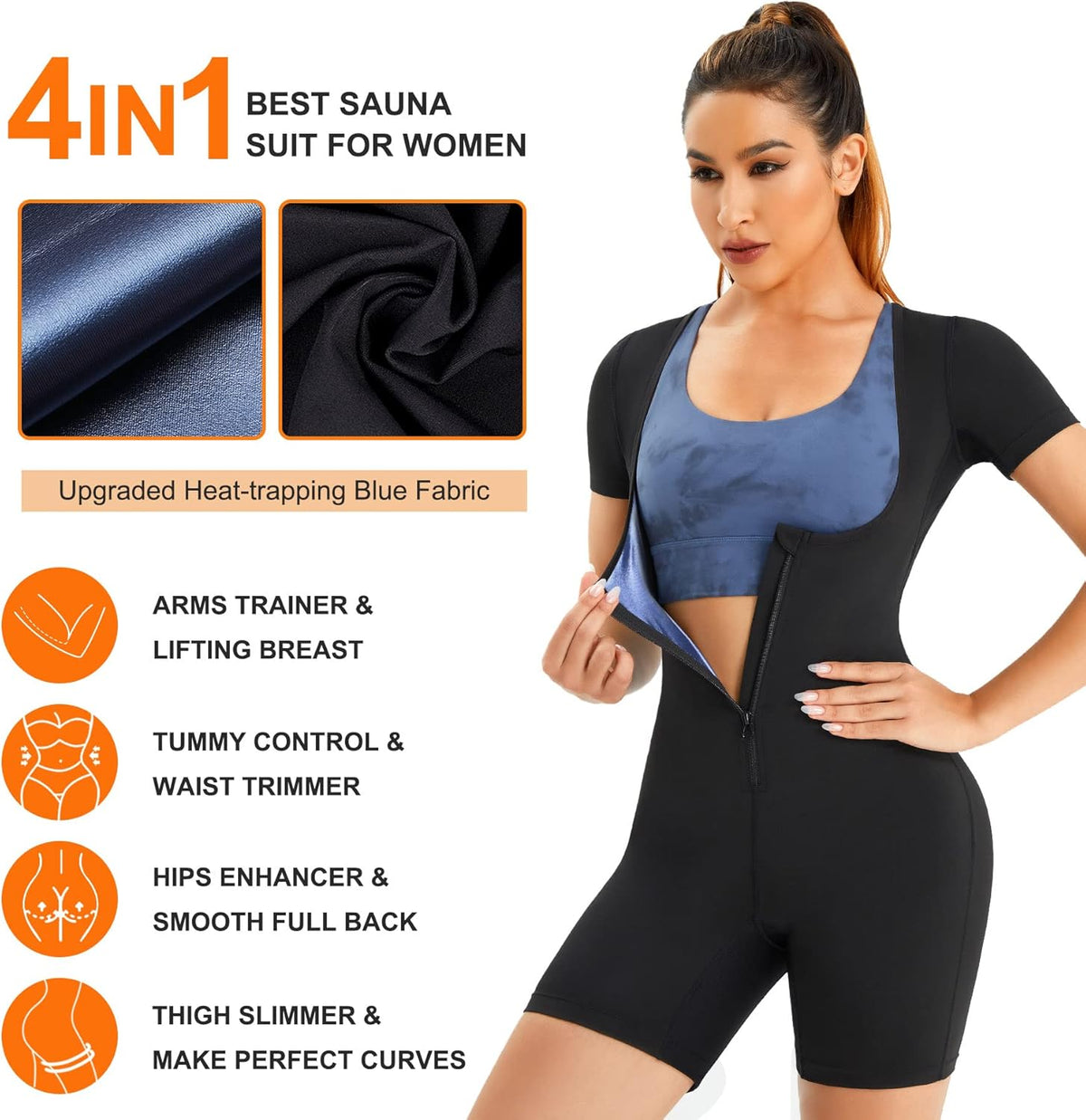 URSEXYLY Sauna Suit for Women Sweat Vest Waist Trainer 3 in 1 Slimming Full Body Shaper Workout Top