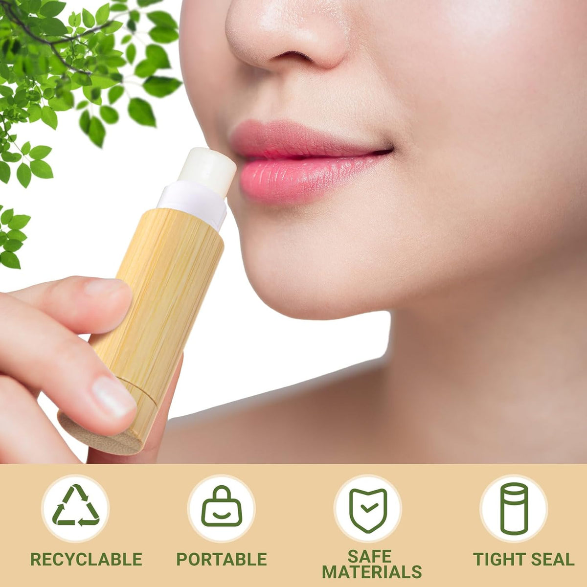 Leinuosen 24 Pcs Bamboo Empty Lipstick Tubes, Refillable 5g Lip Balm Containers with Rotable