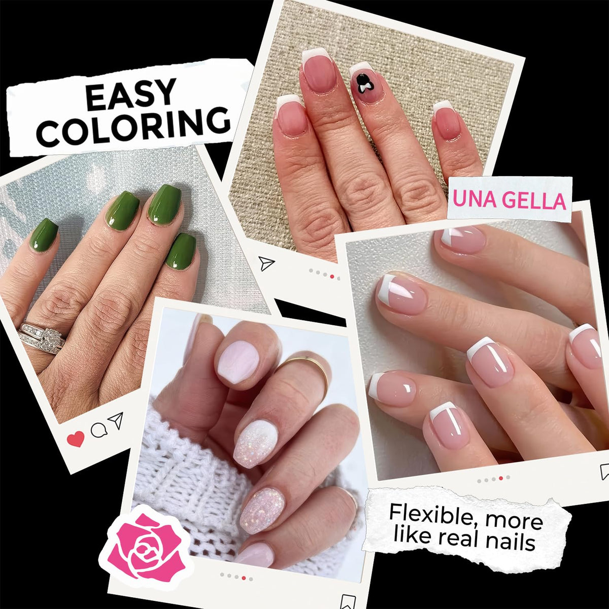 UNA GELLA Extra Short Coffin Nail Tips: XS 216pcs Pre-shape Press on Nails Extra Short Coffin Gel
