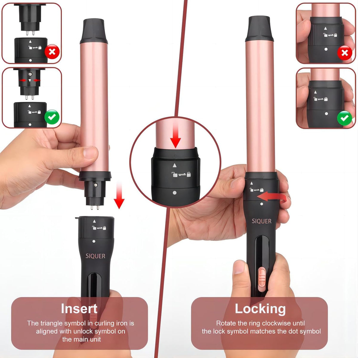 3 in 1 Curling Wand Set - SIQUER Hair Waver Curling Iron for Women with 3 Interchangable Ceramic