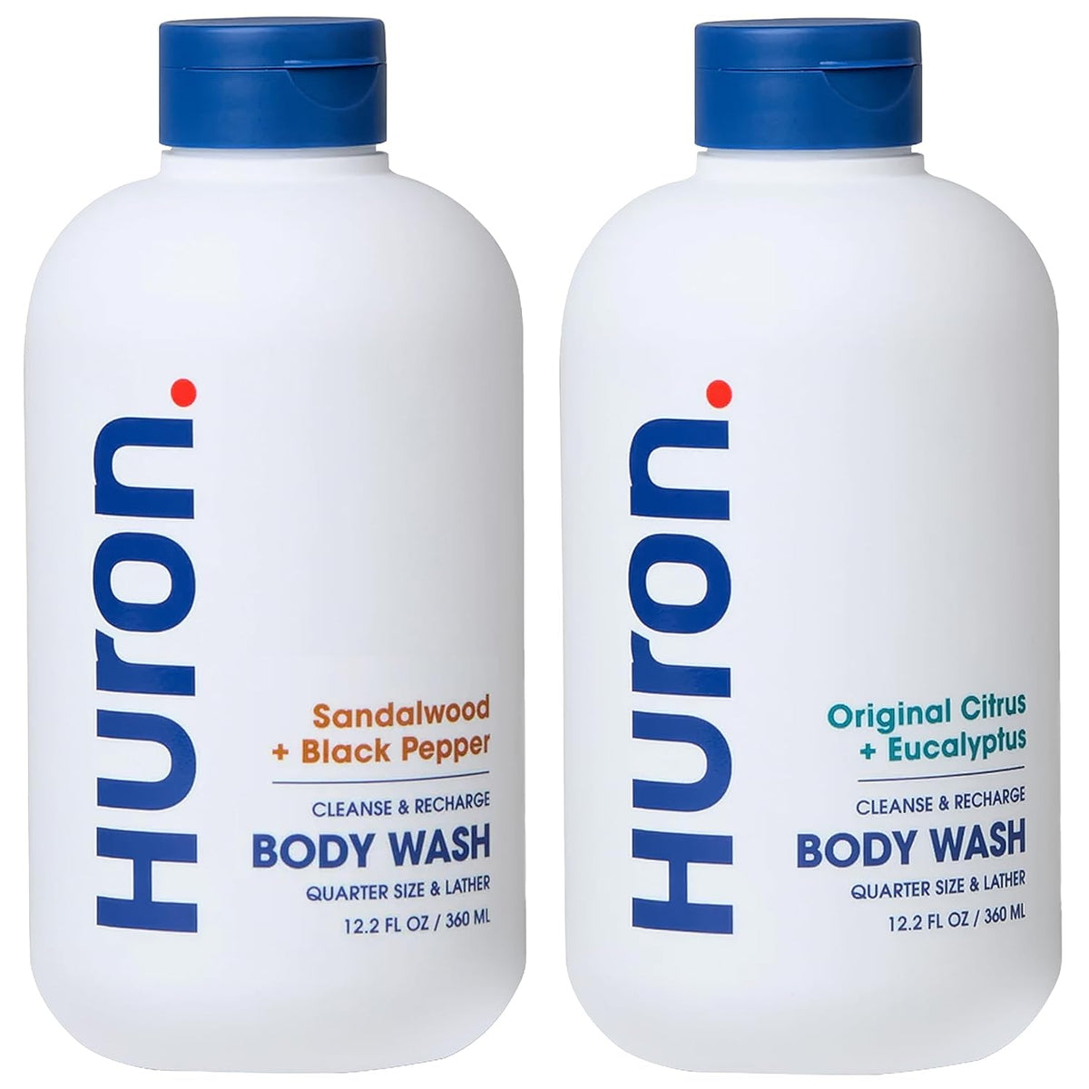 Huron Body Wash Scent Duo - Citrus + Eucalyptus & Sandalwood + Black Pepper Scents - Men’s Body