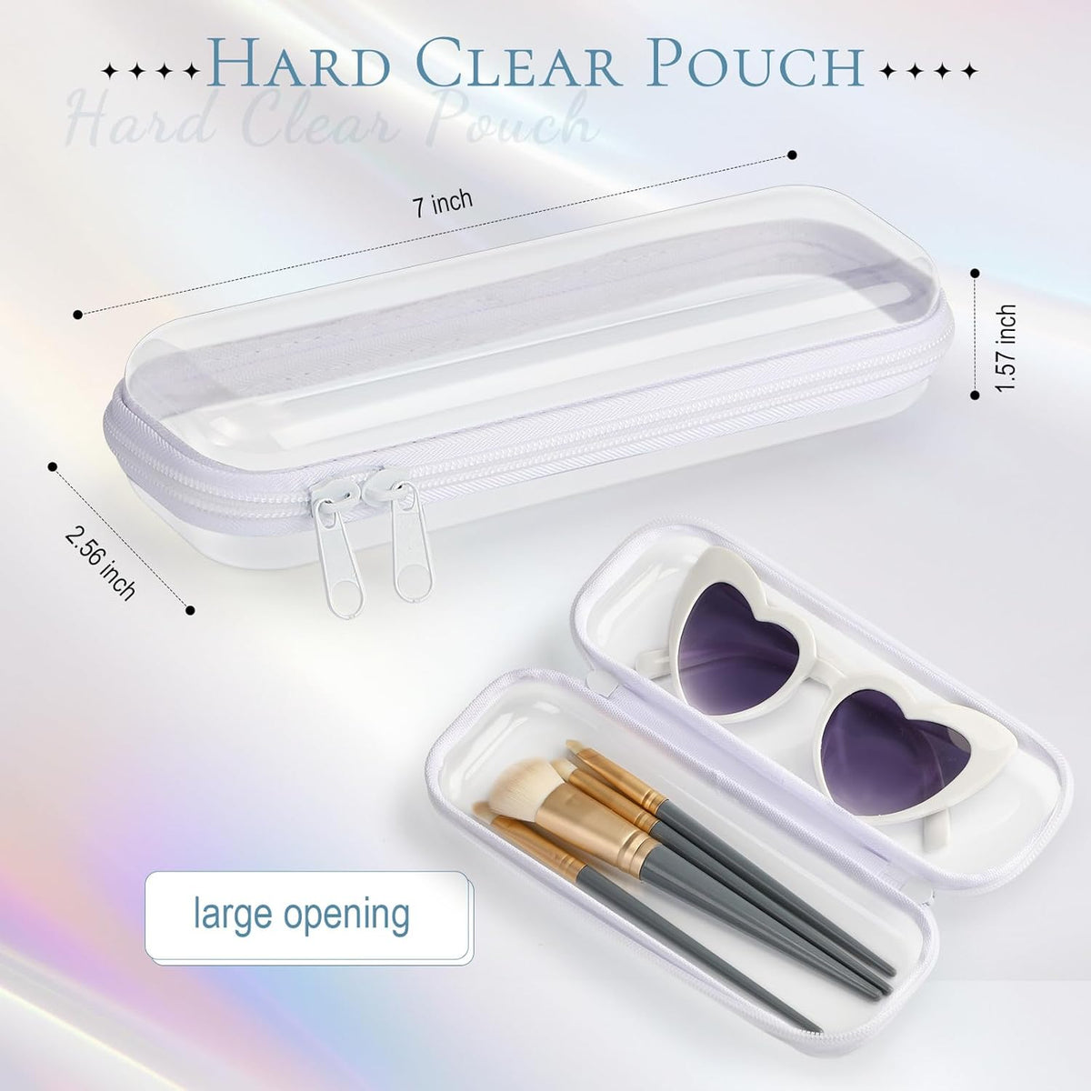 Sanwuta 6 Pcs Clear Hard Zipper Case Pencil Pouches Hard Plastic Zipper Pouches Makeup Bag