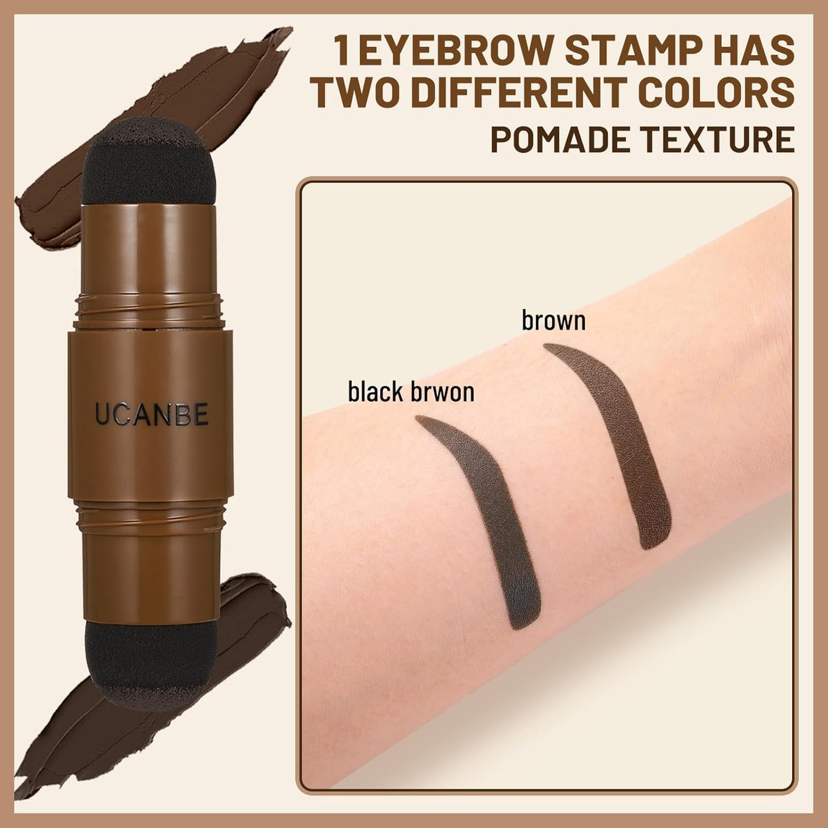 UCANBE 25PCS Eyebrow Stamp Stencil Kit With Dual-Color Eyebrow Stamp Pomade,20 Reusable Eyebrow