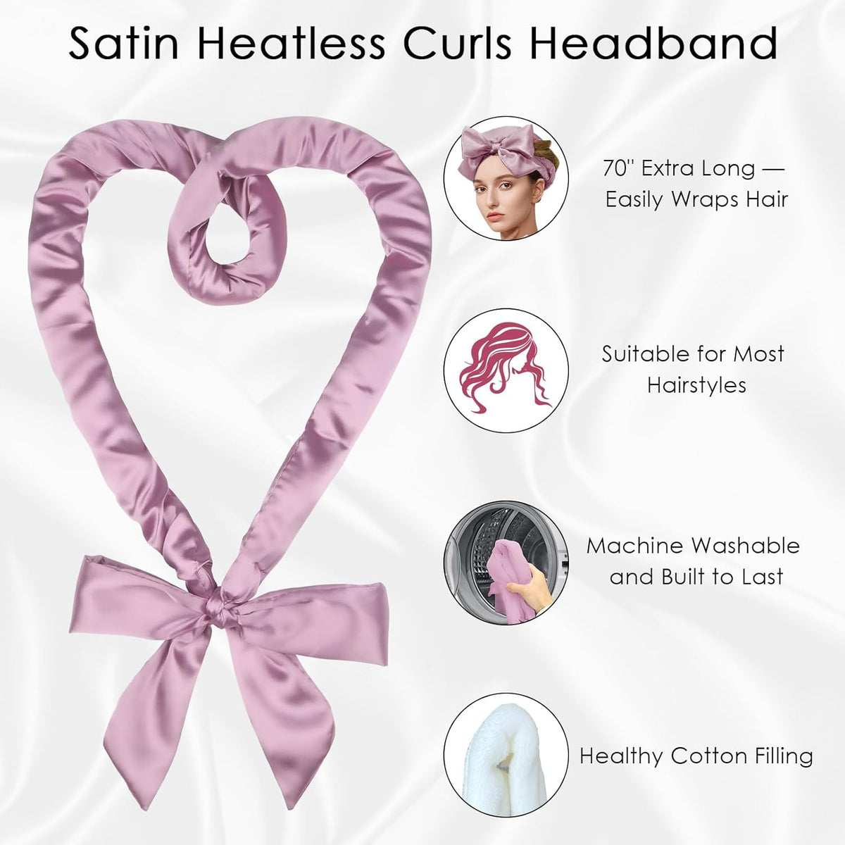 weiwei Satin Heatless Curlers Hair Curler, No Heat Curls Overnight Hair Curlers to Sleep In